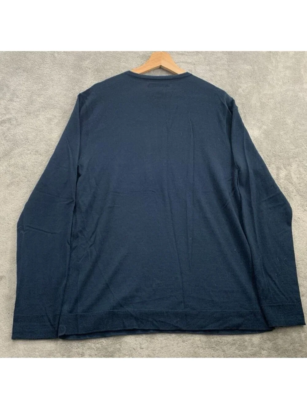 John Varvatos Sweater Mens Large Petrol Blue Merino Wool Blend V Neck Pullover